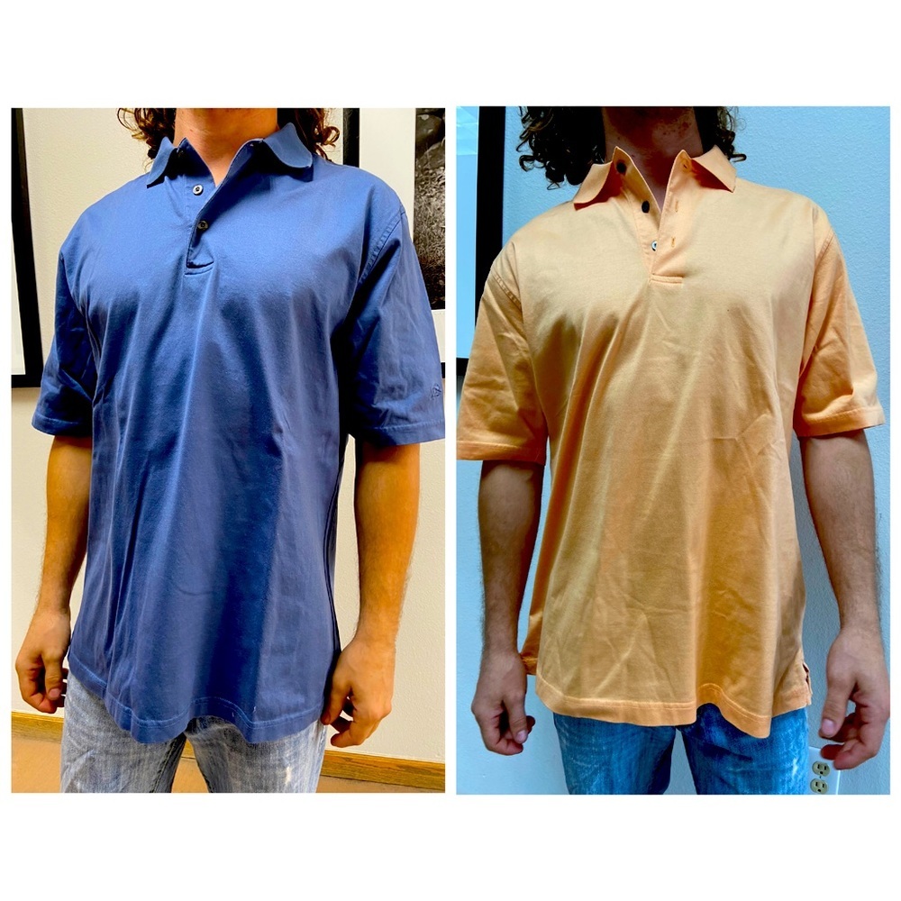 Lot of 2 JoS A Bank M Pastel Orange/Blue Polo Shirt